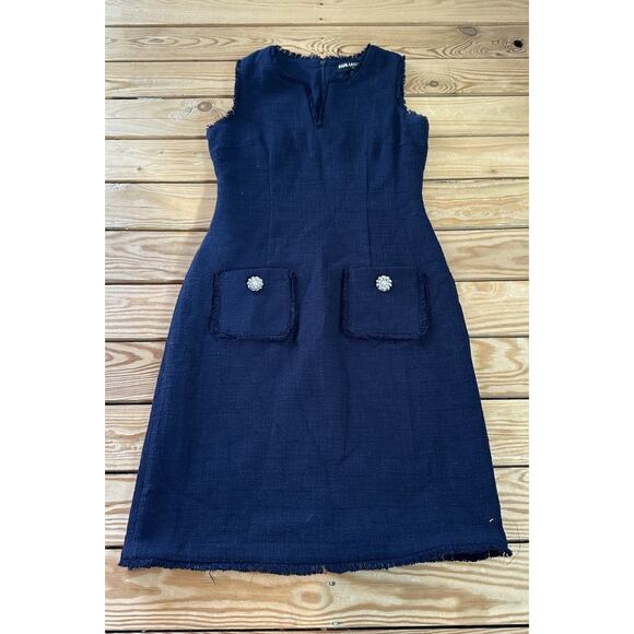 NEW Karl Lagerfeld Sleeveless Pocket Dress Size 2 Women’s Navy - Picture 1 of 7